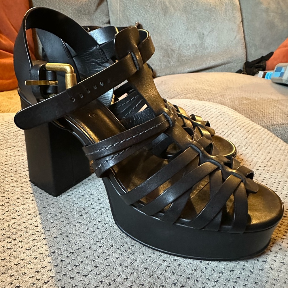 Miu Miu See by Chloe sierra platform heels black y2k chunky strappy sandals